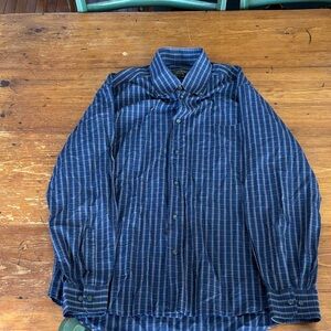 Navy Plaid Casual Button Down Shirt